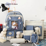 Girls Large Capacity Backpack with Many Pockets - 5-Piece Winter Women Backpack