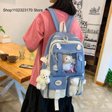 Girls Large Capacity Backpack with Many Pockets - 5-Piece Winter Women Backpack
