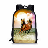Vintage Horse School Bag for Teen Girls Boys