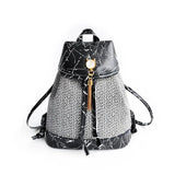Women's Woven Drawstring Backpack Large Capacity Travel Bag