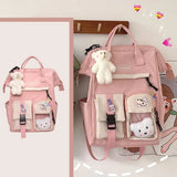 Large Capacity School Bag with Side Pockets, Anti-Theft Rucksack for Women