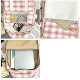 Girls Plaid Nylon Laptop Backpack Large Capacity School Bag