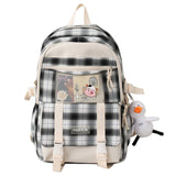Girls Plaid Nylon Laptop Backpack Large Capacity School Bag