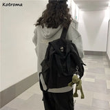 Solid Large Capacity Women College Book Bag Travel Rucksack