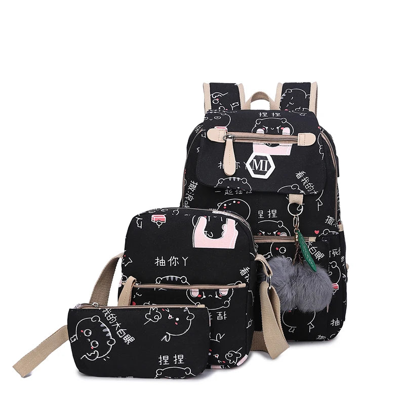Girls Laptop Backpack with USB, Cat School Bag Pack