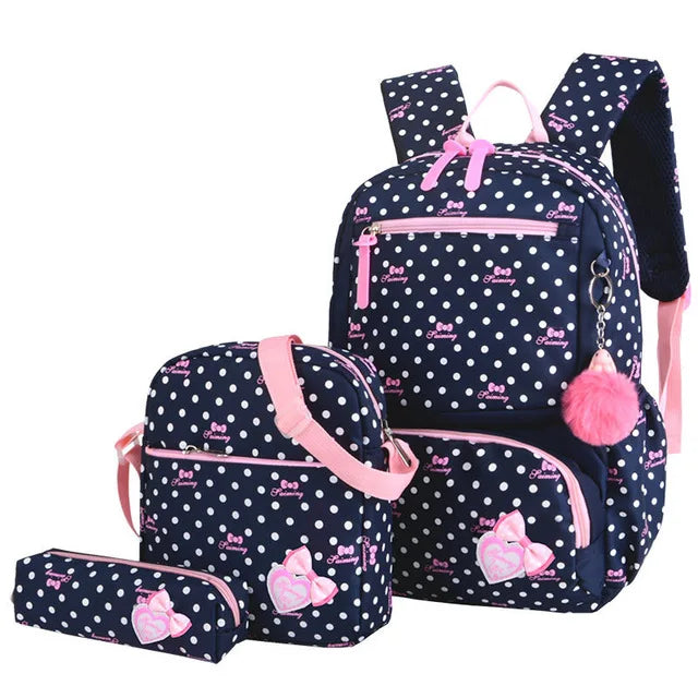 3pcs Printing School Bags Backpack Schoolbag for Little Girls