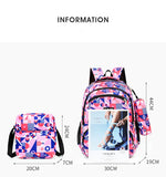 Teen Girls Boys School Backpack Set Large Capacity Geometry Printing Rucksack
