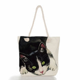 Watercolor Cat Linen Eco Reusable Shopping Bag