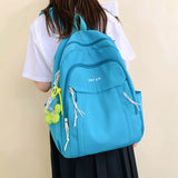 Nylon School Bookbag with Pendant for Teen College Large Capacity