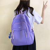 Nylon School Bookbag with Pendant for Teen College Large Capacity