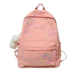 Nylon Backpack for Teen Girl College Large Capacity Schoolbag