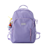 School Bookbag Nylon Backpack with Pendant for Teen Girl College Large Capacity