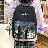 Nylon Backpack for Teen Girl College Large Capacity Schoolbag