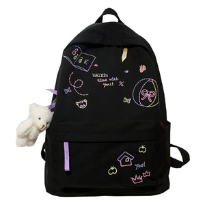 Nylon Backpack for Teen Girl College Large Capacity Schoolbag