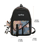 Nylon Backpack for Teen Girl College Large Capacity Schoolbag