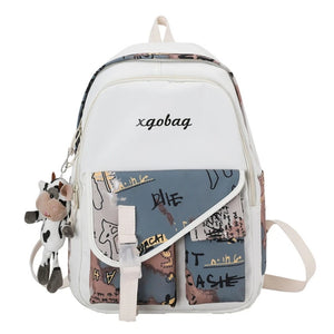 Nylon Backpack for Teen Girl College Large Capacity Schoolbag