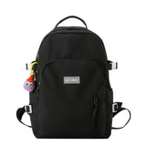 School Bookbag Nylon Backpack with Pendant for Teen Girl College Large Capacity