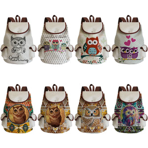 School Animal Backpacks for Students Owl Print Large Capacity