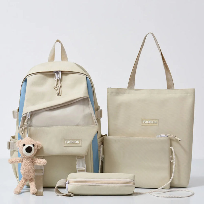 4-Piece School Girl Backpack Set Multifunction Travel Laptop Backpack