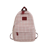 School Grid Pattern Canvas Girls Large Capacity Backpack