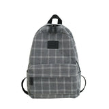 School Grid Pattern Canvas Girls Large Capacity Backpack