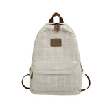 School Grid Pattern Canvas Girls Large Capacity Backpack