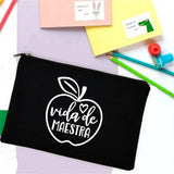 Rainbow Teacher Spanish Printed Pencil Case Travel Wash Pouch
