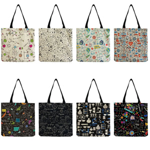 Science Print Shopper Bag Shoulder Bag Student Book Tote Bag