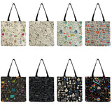 Science Print School Teacher Tote Bag Natural Science Handbag