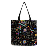 Science Print School Teacher Tote Bag Natural Science Handbag