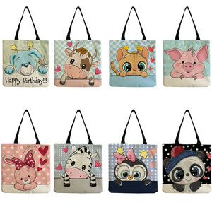 Cat Print Tote Bag School Teacher Gift Women's Shoulder Bag Lovely Animal