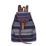 Canvas Ethnic Women's Backpack Drawstring Bucket Bag School Bag
