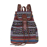 Canvas Ethnic Women's Backpack Drawstring Bucket Bag School Bag