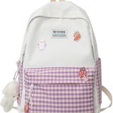 Girl Junior School Backpack, Check Pattern, Ideal for 3-6 Pupils