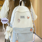 Girl Junior School Backpack, Check Pattern, Ideal for 3-6 Pupils