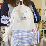 Girl Junior School Backpack, Check Pattern, Ideal for 3-6 Pupils