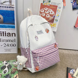 Girl Junior School Backpack, Check Pattern, Ideal for 3-6 Pupils