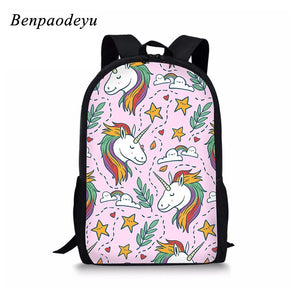 Unicorn Printed Teenagers Backpack School Bags Kids Backpack