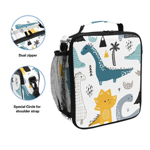 Dinosaur Print Lunch Bag Insulation Box Waterproof with Shoulder Strap