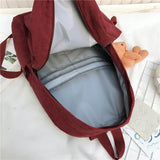Corduroy Backpack for Women High School Students