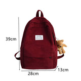 Corduroy Backpack for Women High School Students