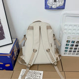 Girls Beige Schoolbag Nylon Travel Backpack Women