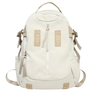 Girls Beige Schoolbag Nylon Travel Backpack Women