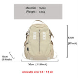 Girls Beige Schoolbag Nylon Travel Backpack Women