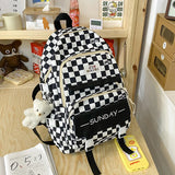 Girls Schoolbag High Appearance Level Large Capacity Grid Laptop Book Backpack