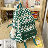 Girls Schoolbag High Appearance Level Large Capacity Grid Laptop Book Backpack
