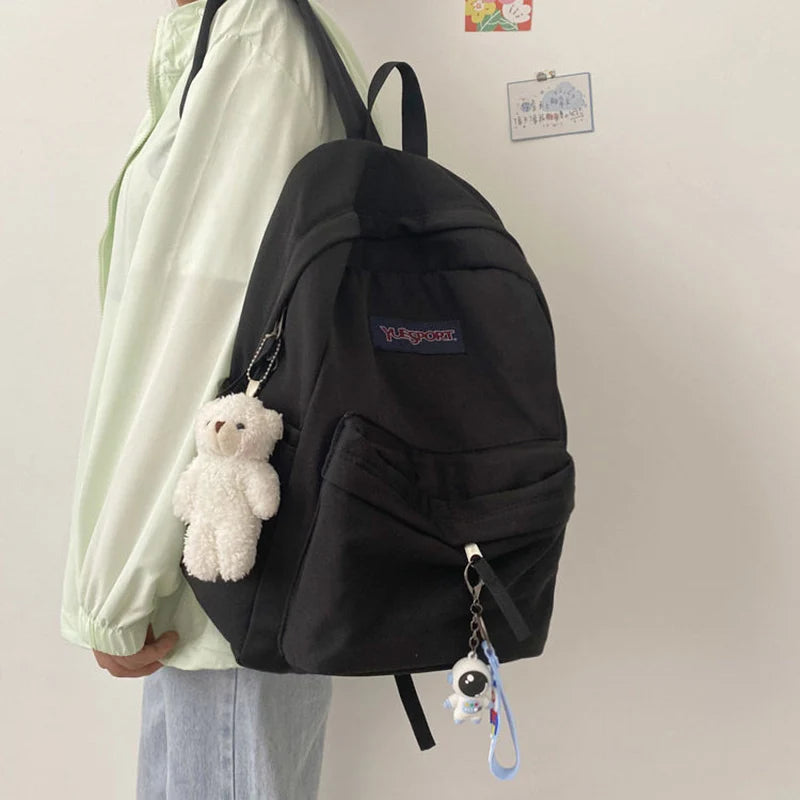 Unisex Student Backpack Harajuku School Large Capacity Solid Backpacks