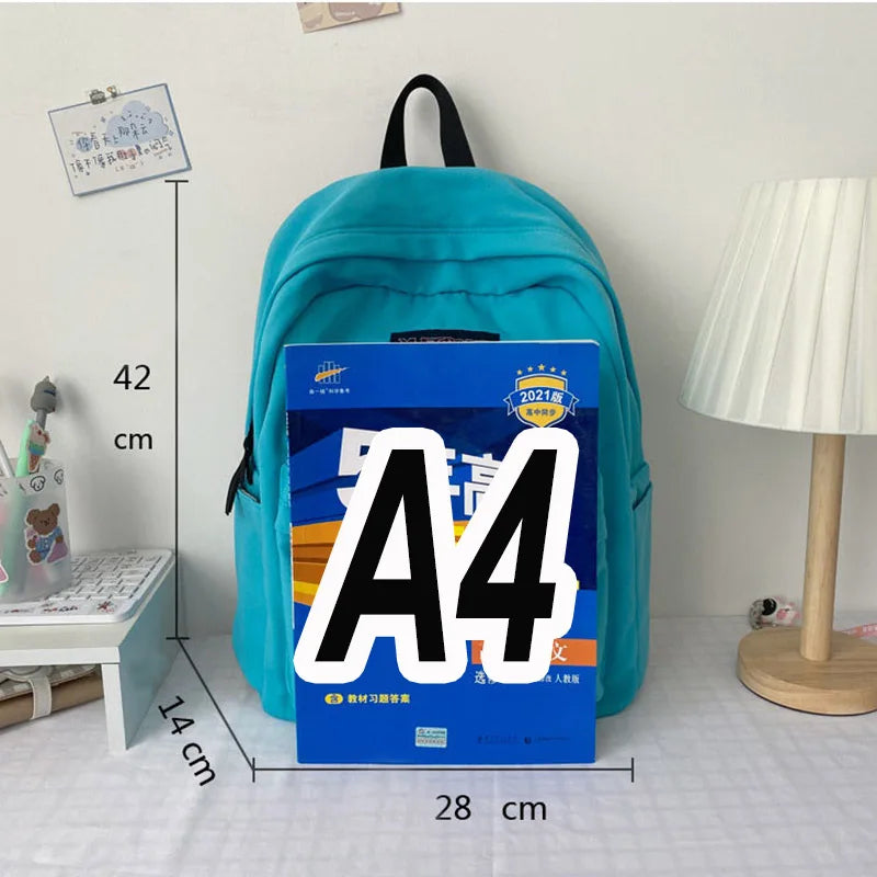 Unisex Student Backpack Harajuku School Large Capacity Solid Backpacks