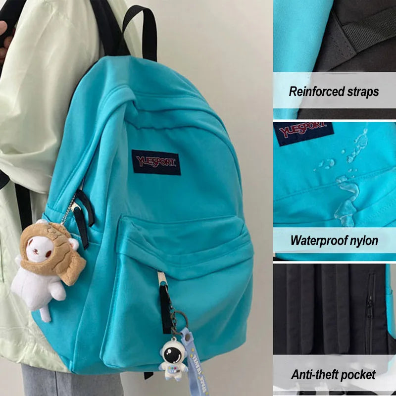 Unisex Student Backpack Harajuku School Large Capacity Solid Backpacks