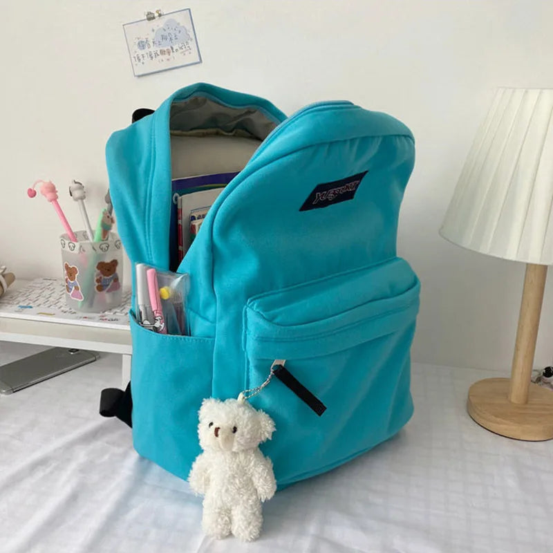 Unisex Student Backpack Harajuku School Large Capacity Solid Backpacks